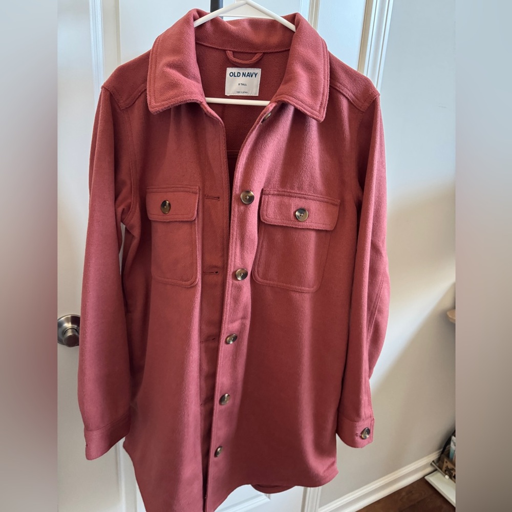 Old Navy Long Shacket in Dusty Rose
